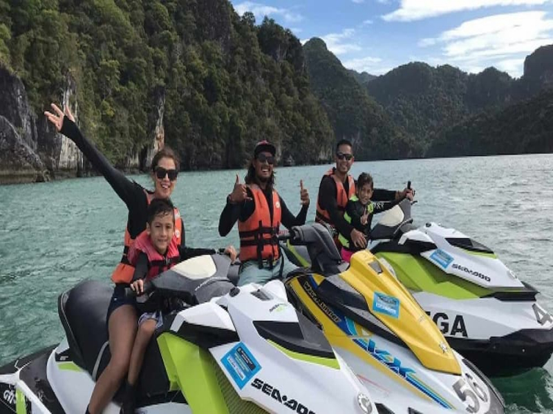 Tourist posing on jetski at Langkawi jetski tour by Mega Water Sports